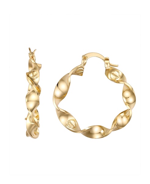 Gold-Plated Swirl Hoop Earrings