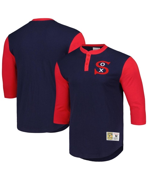 Men's Navy Chicago White Sox Cooperstown Collection Legendary Slub Henley 3/4-Sleeve T-shirt