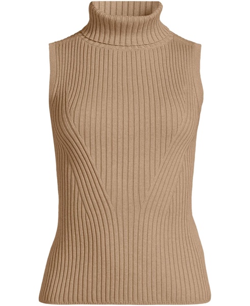 Women's Fine Gauge Cotton Turtleneck Tank Sweater