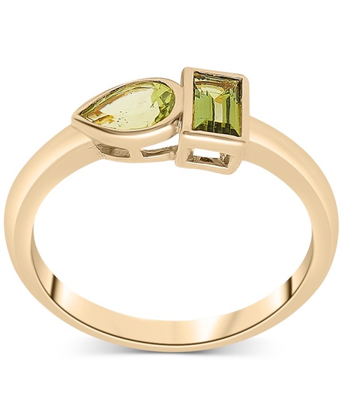 Peridot (3/8 ct. t.w.) & Green Tourmaline Ring (1/3 ct. t.w.) Bezel Ring in Gold Vermeil,  (Also available in Morganite & Pink Topaz) Created for Macy's