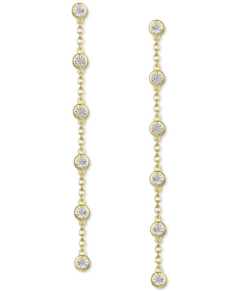 Diamond Bezel Linear Drop Earrings (1/10 ct. t.w.) in Sterling Silver, 14k Gold-Plated Sterling Silver or 14k Rose Gold-Plated Sterling Silver 