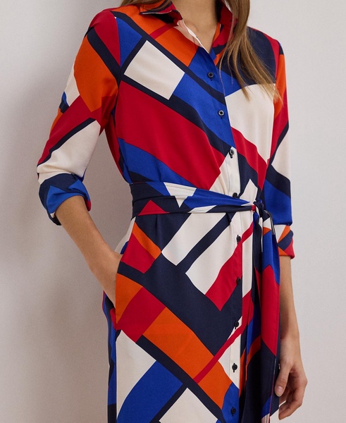 Petite Belted Printed Shirtdress