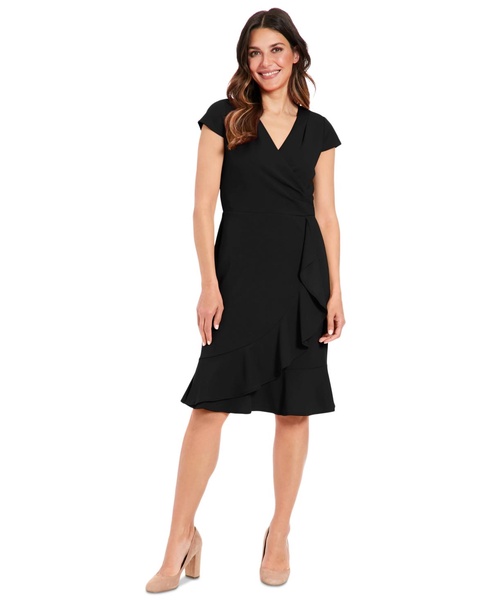 Women's Faux-Wrap Ruffle-Trim Dress