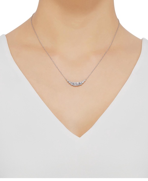 Cubic Zirconia Heart 18" Statement Necklace in Sterling Silver