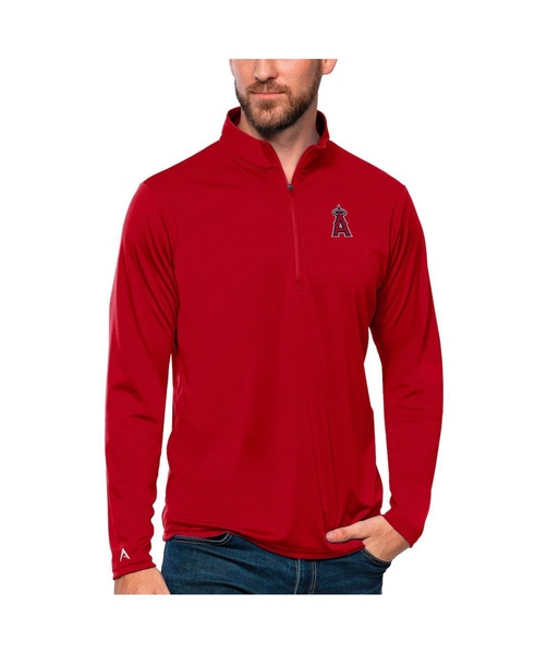 Men's Red Los Angeles Angels Tribute Quarter-Zip Pullover Top