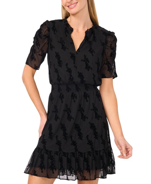 Women's Puff-Sleeve Smocked-Waist Dress