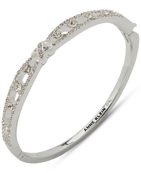 Silver-Tone Crystal Open Hinge Bracelet