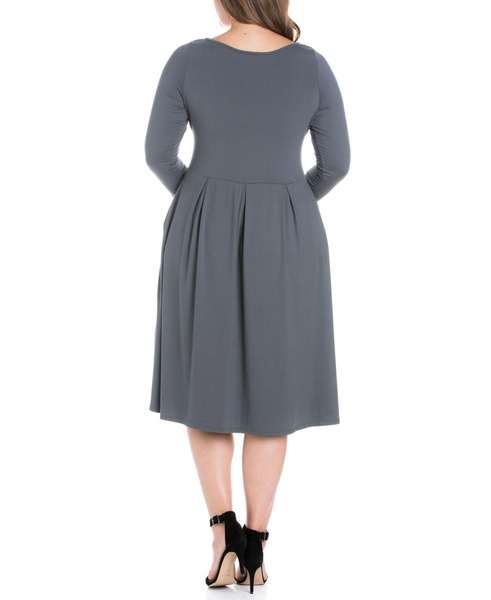 Women's Plus Size Fit and Flare Midi Dress
