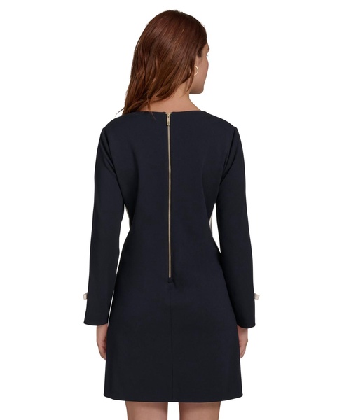 Petite Long-Sleeve Bow-Cuff Shift Dress