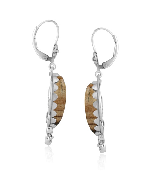 Sterling Silver Picture Jasper Pear-Cut Concha Earrings