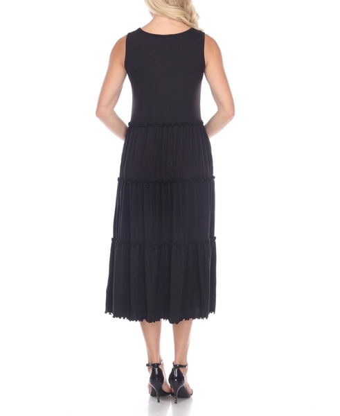 Women's Scoop Neck Tiered Midi Dress