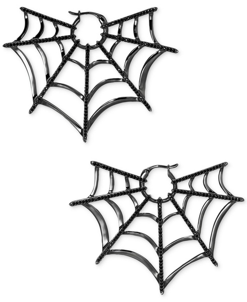 by Nadri Ruthenium-Plated Jet Pavé Spider Hoop Earrings