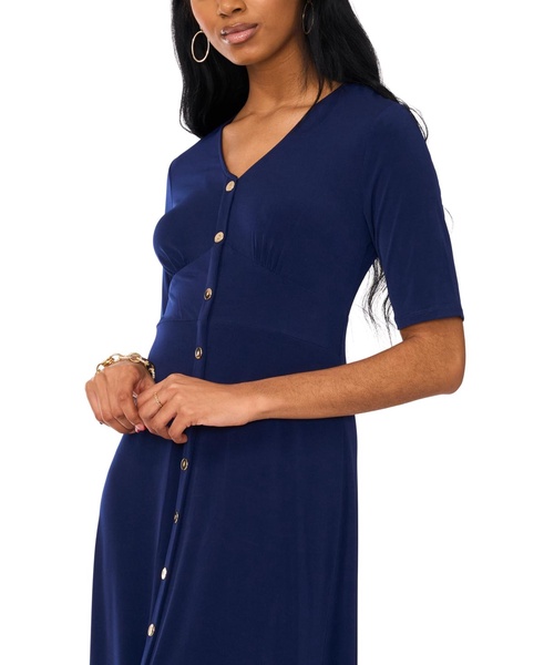 Petite Button-Front Fit & Flare Empire-Waist Dress