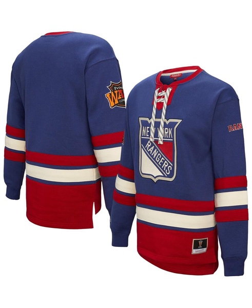 Women's Blue New York Rangers Heritage Lace-Up Pullover Sweatshirt