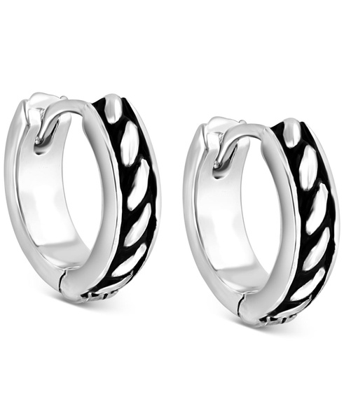 EFFY® Men's Antique-Look Huggie Hoop Earrings in Sterling Silver, 3/4"