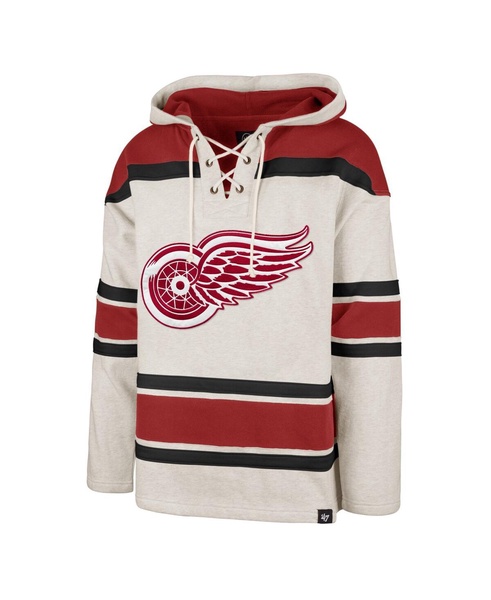 Men's Oatmeal Detroit Red Wings Rockaway Lace-Up Pullover Hoodie