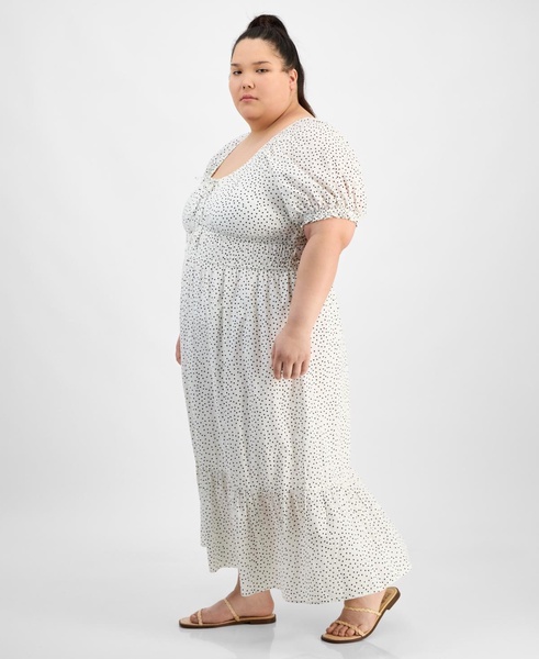 Plus Size Clip Dot Scoop-Neck Maxi Dress, Exclusively at Macy's 