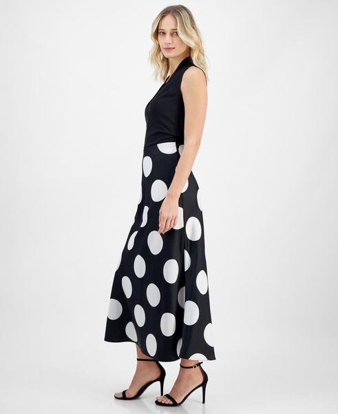Women's Dot-Print Pull-On Maxi Skirt
