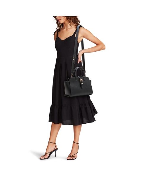 Sculpted Buckle with Convertible Strap Satchel Bag