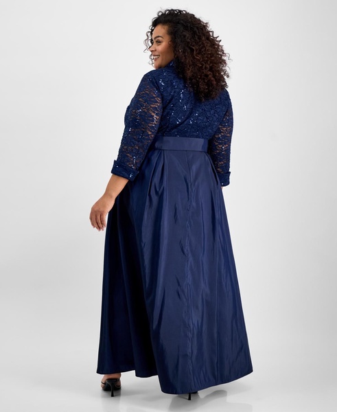 Plus Size 3/4-Sleeve A-Line Gown
