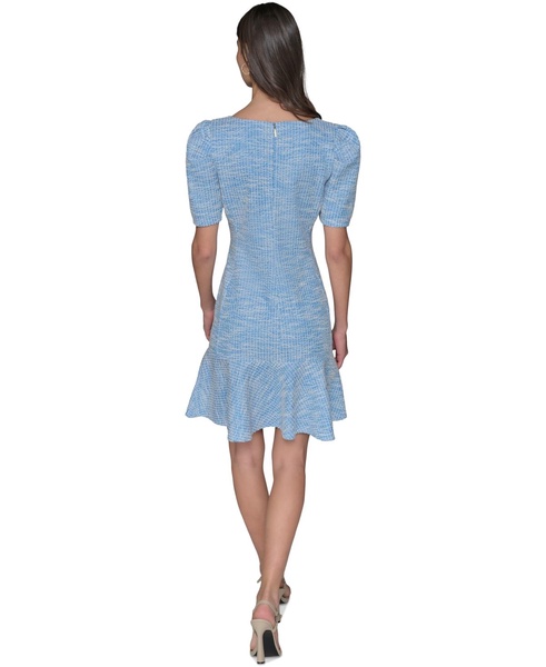 Women's Tweed Puff-Sleeve Square-Neck Sheath Dress