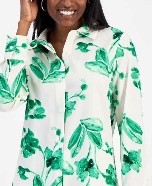 Women's Printed Button-Front Blouse, Exclusively at Macy's 