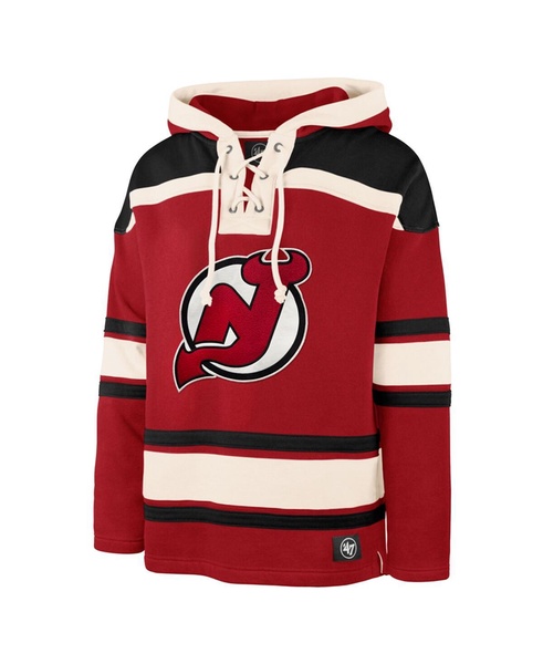 Men's Jack Hughes Red New Jersey Devils Big Tall Lace-up Pullover Hoodie