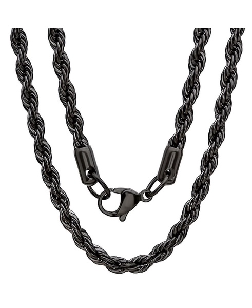 Men's black IP Plated Stainless Steel Rope Chain 24"  Necklace