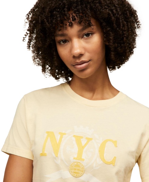 Women's Cotton Crop Varsity Crewneck Tee