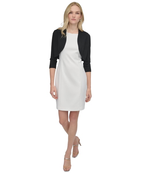 Women's Shawl-Collar Open-Front 3/4-Sleeve Bolero
