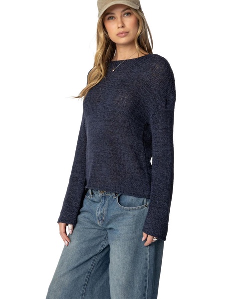 Womens Drop Shoulder Light Knit Sweater