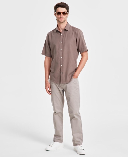 Men's Short-Sleeve Solid Textured Shirt, Created for Macy's  
