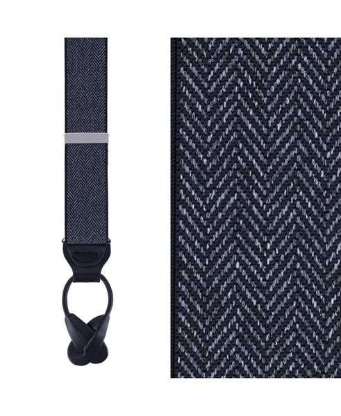 Silas Classic Herringbone Elastic Button End Suspenders