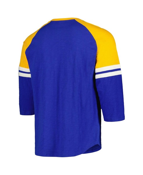 Men's Royal Milwaukee Brewers Cooperstown Collection Legendary Raglan Slub Henley 3/4-Sleeve T-Shirt