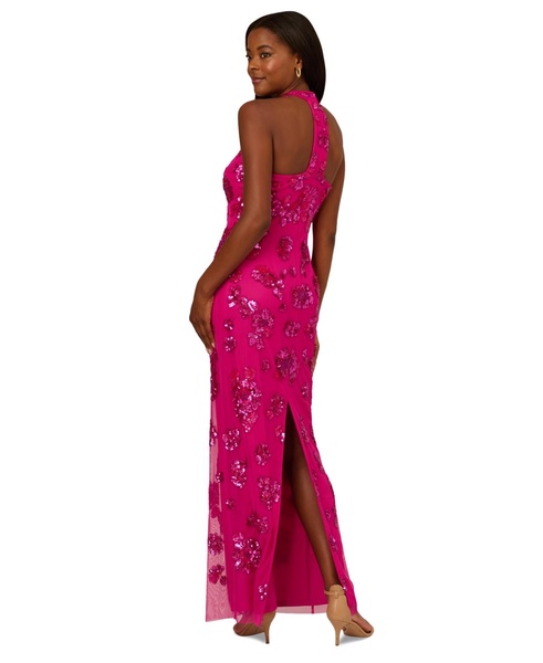 Adrianna Papell Women's Bead Halter Column Dress