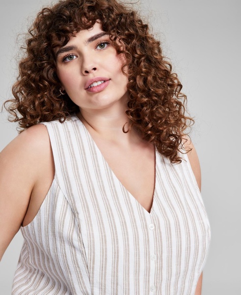 Trendy Plus Size Striped Vest, Exclusively at Macy's