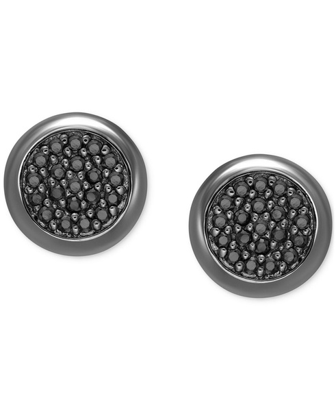 Men's Black Diamond Circle Cluster Stud Earrings (1/3 ct. t.w.) in Black Rhodium-Plated Sterling Silver or Sterling Silver (Also in White Diamonds)
