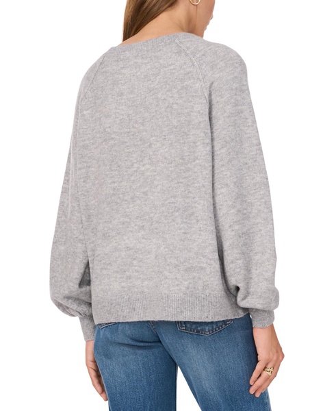 Women's Crewneck Raglan Puff-Sleeve Sweater
