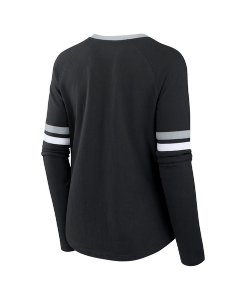 Women's Black Las Vegas Raiders Won and Done Lace-Up Long Sleeve Fashion Top
