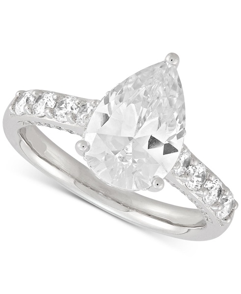 Cubic Zirconia Pear & Round Bridal Set in Sterling Silver