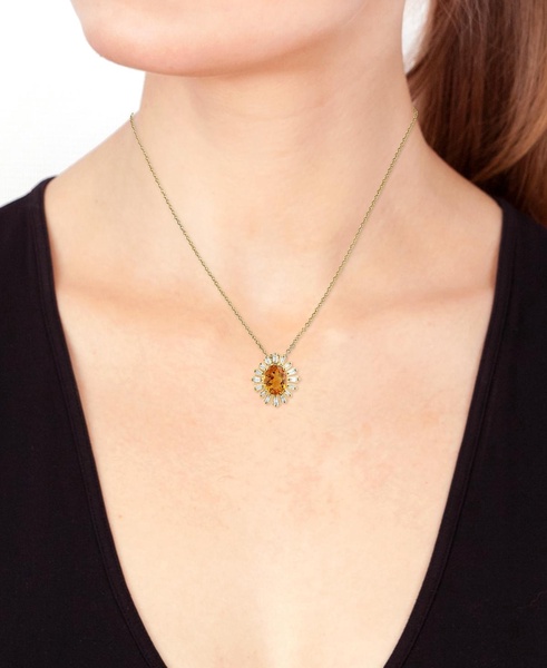 EFFY® Citrine (2 ct. t.w.) & Diamond (3/8 ct. t.w.) 18" Pendant Necklace in 14k Gold