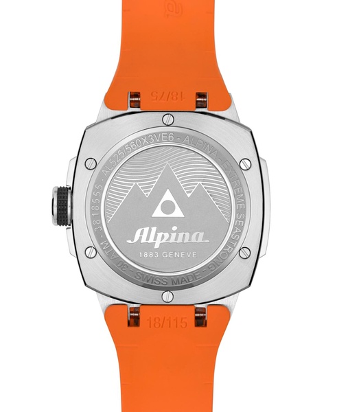Men's Swiss Automatic Seastrong Extreme Orange Rubber Strap Watch 39mm