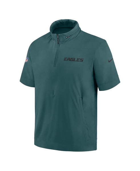 Men's Midnight Green Philadelphia Eagles 2024 Sideline Coach Short Sleeve Half-Zip Hoodie Jacket