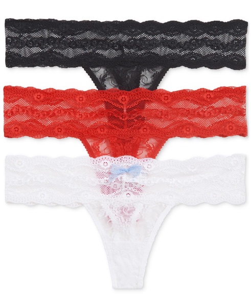 Women's 3-Pk. Lace Kiss Thong Underwear 970582