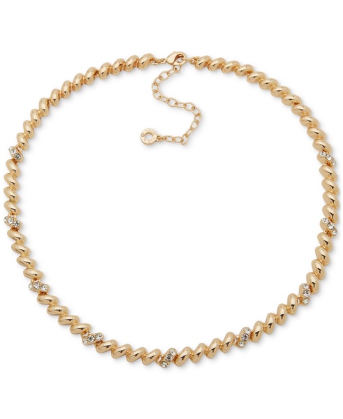 Gold-Tone Crystal Pavé Sculptural Collar Necklace, 16" + 3" extender