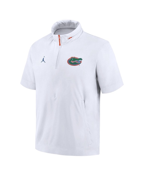 Men's White Florida Gators 2024 Sideline Coach Short Sleeve Half-Zip Hoodie Jacket