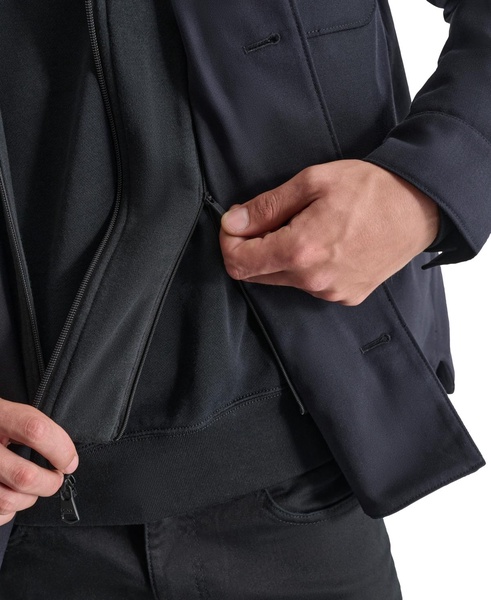 Men's Button-Front Shirt Jacket with Hooded Bib
