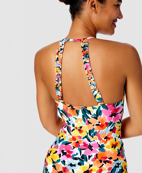 Women's Floral-Print High-Neck One-Piece Swimsuit