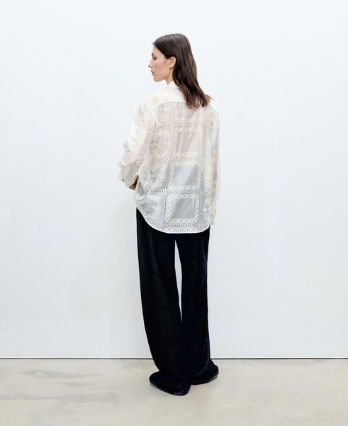 Women's Floral Embroidery Lyocell Shirt