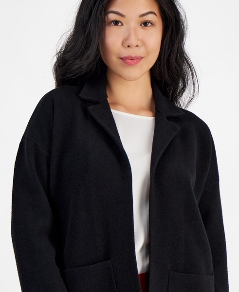 Petite Long-Sleeve Notched-Collar Sweater